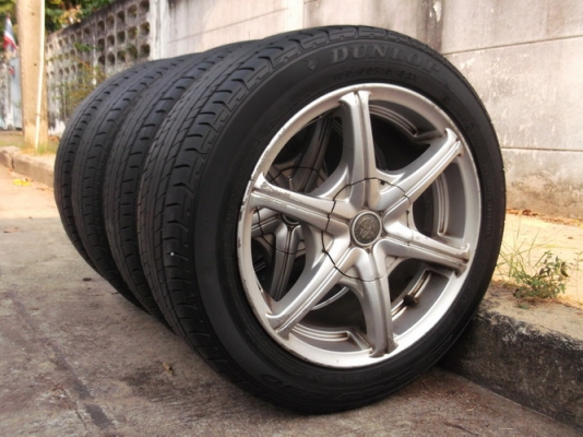 ล้อไทย15 กว้าง7 ออฟ38 4รู100/114.3 + ยาง Dunlop 185/55/15