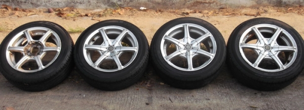 ล้อไทย15 กว้าง7 ออฟ38 4รู100/114.3 + ยาง Dunlop 185/55/15