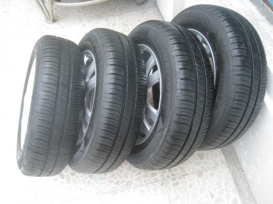 ขายล้อแม็ก Honda brio 14"x5" 4 รู100 et50 +ยางปี 5012 (081-3747940)