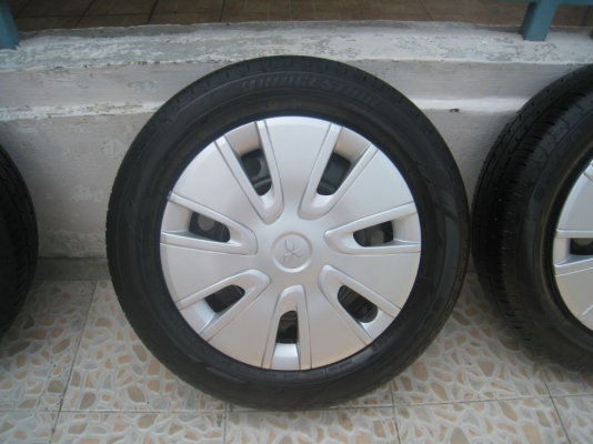 ขายกะทะล้อ  Mitsubishi Mirage ขอบ 14"  4/100 +ฝาครอบ+ยางปี 12 (081-3747940)