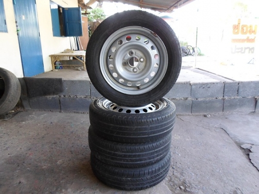 ล้อกะทะพร้อมยาง 165/65/14 ยางบริดสโตนปี12 ขอบ 14 4/100 ทั้งชุด2200