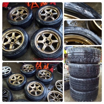 ขายล้อ15" TE37 กว้าง7 ออฟ28 4รู100 +ยางปี14 ราคา 11,900 ฿