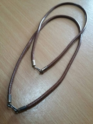 สร้อยคอหนังแท้ถักหัวห้อยเงินแท้