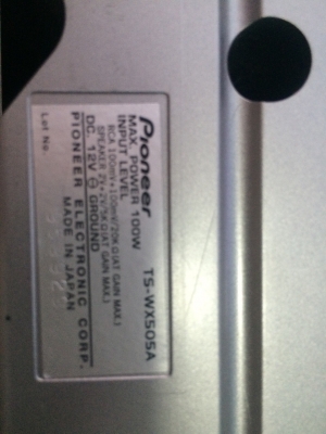 Sub Basuga Pioneer TS-WX505A 100W Made in Japan มีไฟนีออนข้างในตู้ มือ2 ญี่ปุ่น