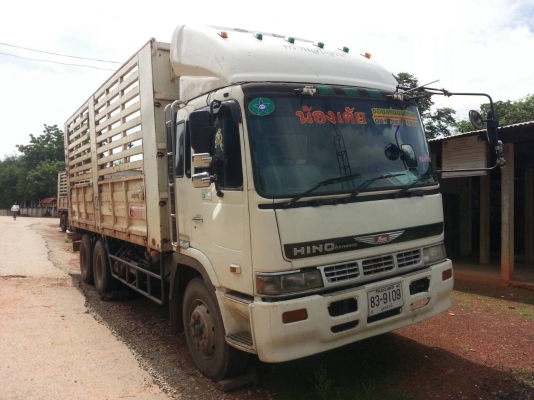 ขายรถบรรทุก 22 ล้อพ่วงแม่ลูกคอกไม่ดัมพ์ HINO FM2P เครื่อง K13C 335 แรงม้า 2 เพลา ลูกพ่วง 3 เพลา ราคา 1250000