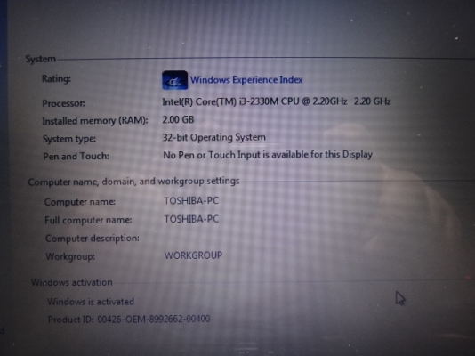 ์Note Book Toshiba L745 Core i3 HDD 640 GB