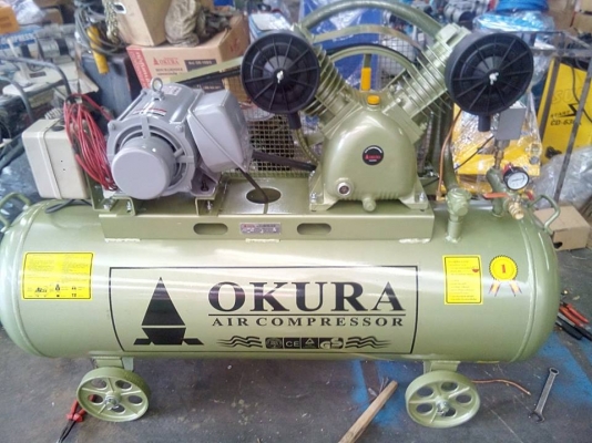 ขายปั๊มลม OKURA 3 HP ถัง 250 ลิตร รุ่นงานหนักมอเตอร์มิตรซูบิชิ 3 HP 220 V.