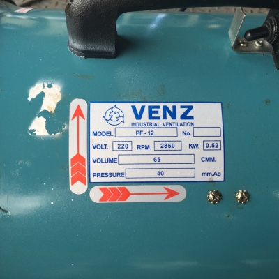 ขายพัดลมดูดอากาศแบบถังกลม venz ใบพัด12นิ้ว ไฟบ้าน สภาพสวยมากครับ