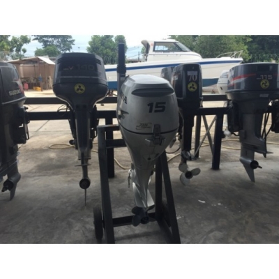 ขายเครื่องยนต์เรือมือสอง Honda 15แรง 4จังหวะ 2สูบ ฝามน รุ่นใหม่ หางสั้น จากญี่ปุ่น