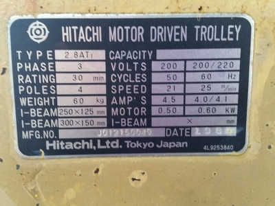 ขาย - รอกไฟฟ้า วิ๊นซ์ไฟฟ้า HITACHI 2.8AT1 มือสองญี่ปุ่น ขนาด 2.8 ตัน ขาย - รอกไฟฟ้า วิ๊นซ์ไฟฟ้า HITACHI 2.8AT1 มือสองญี่ปุ่น ขนาด 2.8 ตัน