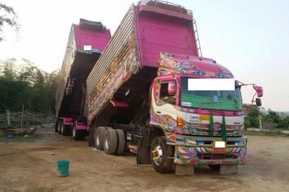 ขายดาวน์ รถสิบล้อ hino FM2P 380แรง ปี56 คอกเกษตรดั้ม กะบะมิเนียม พ่วงแม่ลูกดั้ม