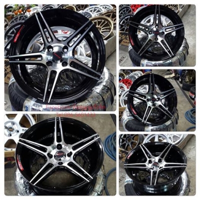 ล้อใหม่ 15 MASTER กว้าง8" ออฟ25. 4รู100 งานเนียนๆ สีดำหน้าเงาชุดละ9,500฿