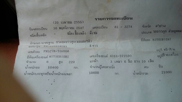 แจ้งข่าวใหม่(รถโอนได้เลยเล่มพร้อม) สิบล้อ มิตซู ไอ้หลง FN527 TG 220โบว์ 2เพา เบรคเกียร์ใหญ่10 สปีค สภาพดีพร้อใช้ เอกสารพร้อม ราคาต่อรองได้ แจ้งข่าวใหม่(รถโอนได้เลยเล่มพร้อม) สิบล้อ มิตซู ไอ้หลง FN527 TG 220โบว์ 2เพา เบรคเกียร์ใหญ่10 สปีค สภาพดีพร้อใช้ เอกสารพร้อม ราคาต่อรองได้