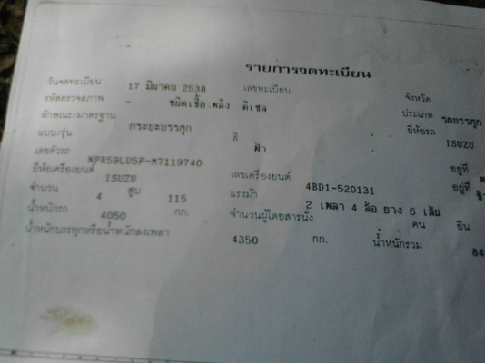 รถอีซูซุ 6 ล้อดั้ม  NPR 115 แรงม้า. ปี 38  ( รถห้าง แท้. )     สนใจติดต่อ  081 - 6079515