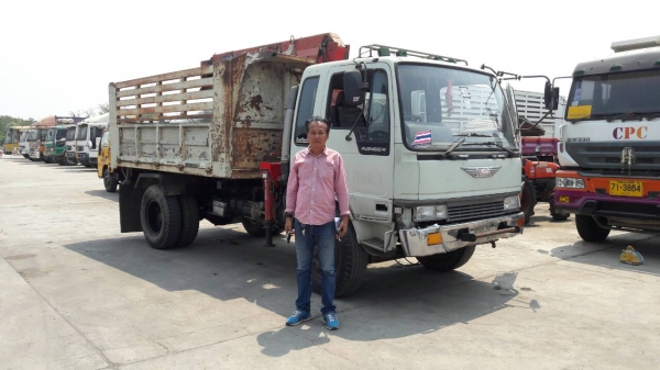 รถบรรทุก 6 ล้อดัมพ์ติดเครน ยี่ห้อ HINO FL172 เครน 3 ตัน 3 ปอก 2 ชัก ปีจดทะเบียน 2531