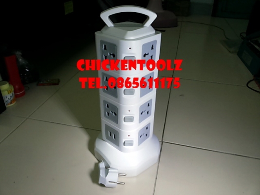 ปลั๊กไฟทาวเวอร์ 4 ชั้น มีสวิทช์เปิด - ปิด แยกในแต่ละชั้น พร้อม LED สีแดงจะติดโชว์เมื่อเปิดสวิทช์ใช้งาน   สายไฟยาว 1.5 ม. รุ่นใหม่ม้วนสายไฟเก็บได้   มีปลั๊กไฟทั้งหมด 15 ปลั๊ก และ 2 port USB ปลั๊กแน่นเสียบแล้วไม่มีหลวม โยกคลอน