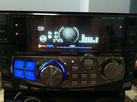 Alpine MDA-W966J MP3 CD MD สไลไฟฟ้า ปรับระดับได้5ระดับ กราฟฟิกหน้าจอ  ปรีเอ้า1ชุด คุมกล่องCD Made in Japan สภาพสวย มือ2 ญี่ปุ่น