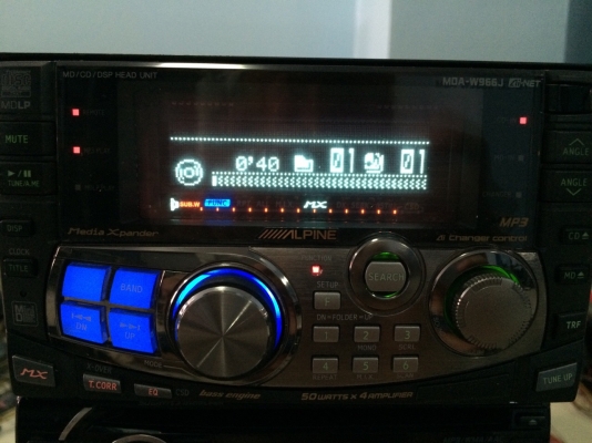 Alpine MDA-W966J MP3 CD MD สไลไฟฟ้า ปรับระดับได้5ระดับ กราฟฟิกหน้าจอ  ปรีเอ้า1ชุด คุมกล่องCD Made in Japan สภาพสวย มือ2 ญี่ปุ่น