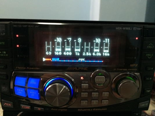 Alpine MDA-W966J MP3 CD MD สไลไฟฟ้า ปรับระดับได้5ระดับ กราฟฟิกหน้าจอ  ปรีเอ้า1ชุด คุมกล่องCD Made in Japan สภาพสวย มือ2 ญี่ปุ่น