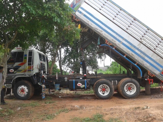 ขายรถพ่วง HINO FM3M ดั้มแม่-ลูก 3 คาน วางเครื่อง P11C 320 แรงม้า คัสซีสวยตลอดเส้น ช่วงล่างดี ยางเต็ม แอร์เย็น ทะเบียนพร้อมโอนครับ