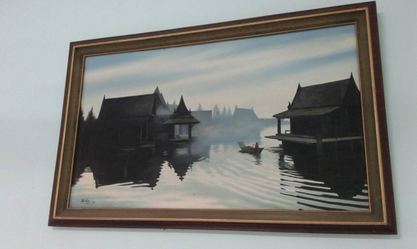 รูปวาดสีน้ำมันงานเก่า กรอบไม้สัก รูปวาดสีน้ำมันงานเก่า กรอบไม้สัก