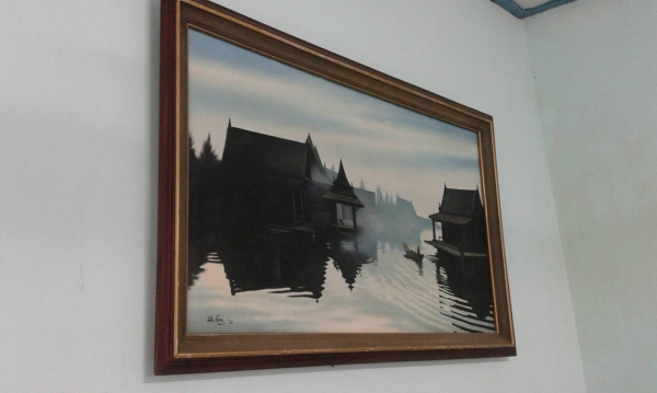 รูปวาดสีน้ำมันงานเก่า กรอบไม้สัก รูปวาดสีน้ำมันงานเก่า กรอบไม้สัก