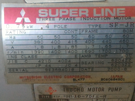 ปั้มไฮดรอลิค OSAKA พร้อมมอเตอร์ MITSUBISHI ขนาด 1 แรงม้า