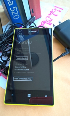 nokia lumia 520 สีเหลืองครบกล่องสภาพสวย ลง WP8.1