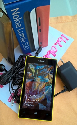 nokia lumia 520 สีเหลืองครบกล่องสภาพสวย ลง WP8.1