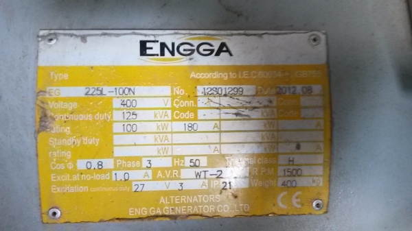 ขายเครื่องปั่นไฟ 125 kva เครื่อง 6D16