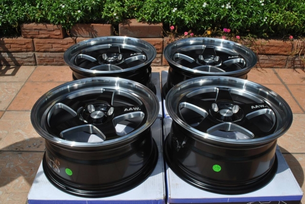 ขายล้อ AAW ขอบ15X7.25 +35 4H100 สี GLOSS BLACK/ML/MW
