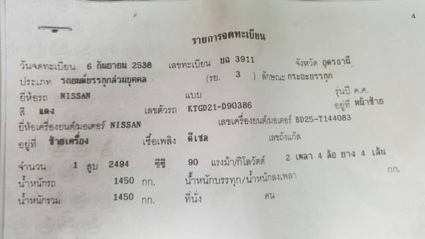 ขาย NISSAN BIG M ปี 38 จอเหลี่ยม เครื่อง BD25 ฝาแดง คัสซีสวยตลอดเส้น แอร์ พาวเวอร์ครบ ทะเบียนพร้อมโอนครับ ขาย NISSAN BIG M ปี 38 จอเหลี่ยม เครื่อง BD25 ฝาแดง คัสซีสวยตลอดเส้น แอร์ พาวเวอร์ครบ ทะเบียนพร้อมโอนครับ