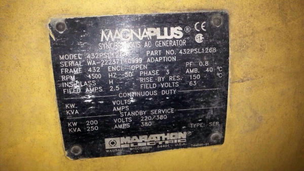 ขายเครื่องปั่นไฟ  คัมมิ้น  L10  250 KVA.