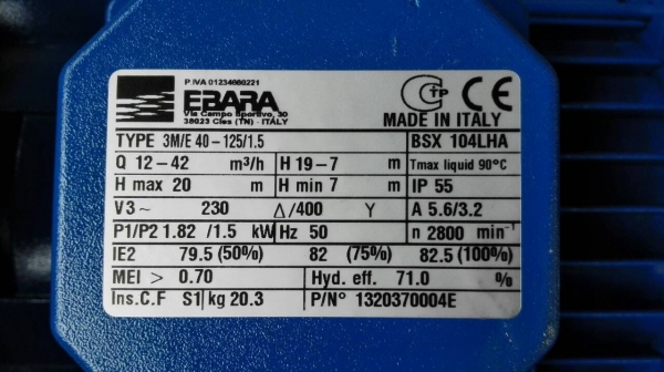 Sale>>ปั้มน้ำหอยโข่งสแตนเลส EBARA Made in Italy 2 HP. 380 V. ของใหม่อยู่ในลังพร้อมคู่มือ!! 089-2499-123 นครปฐม