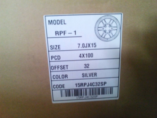 แม็กใหม่แกะกล่อง RPF1 15x7 off+32 งานKK รัดยาง Yokohama db 195/55/15 ปลายปี12