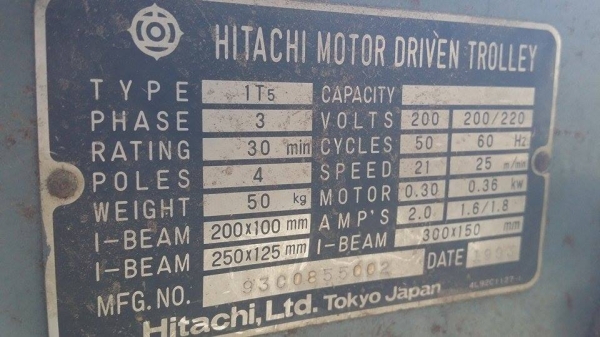 นำเข้าจากญี่ปุ่น รอกสลิงเก่าญี่ปุ่น  HITACHI รุ่น G-26  ขนาด 1 ตัน  สภาพสวยพร้อมใช้งาน