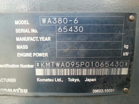 รถตักล้อยาง WA380-6-65430