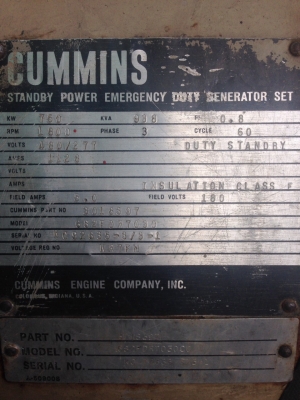 เครื่องกำเนิดไฟฟ้า KTA38-G2/ไดร์ 938 KVA เครื่องกำเนิดไฟฟ้า KTA38-G2/ไดร์ 938 KVA