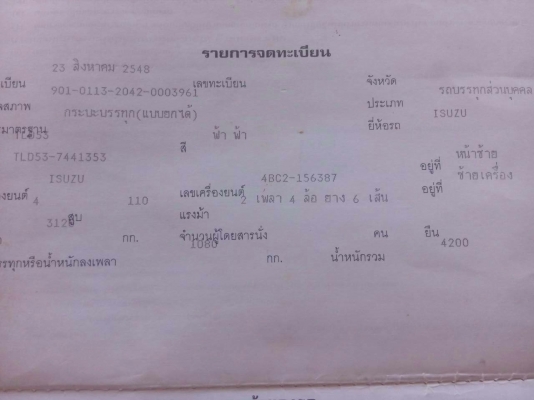 รถอีซุซุ 6 ล้อดั้ม TLD53  เครื่อง 110 แรงม้า.    สนใจติดต่อ  081 - 6079515
