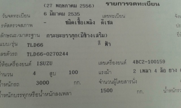 รถอีซุซุ 6 ล้อดั้ม TLD - 66  / 100 แรงม้า. ปี 35.    สนใจติดต่อ  081 - 6079515