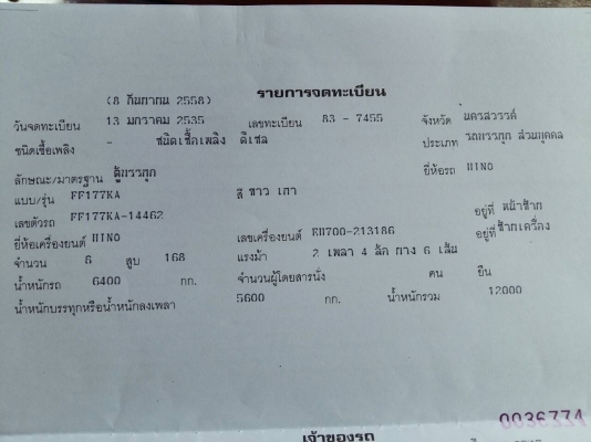 ขายรถ HINO FF177ปี35 ยาว.7.20 เมตร เครื่องEH700 168 แรงม้า ตู้แห้ง4บาน เครื่องดี คัสซีสวย เอกสารพร้อนโอน