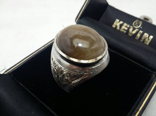 แหวนชายเงิน 925 พลอยไหมทอง