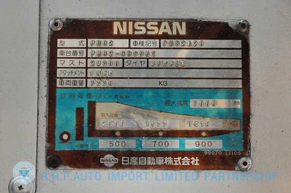 ขายรถโฟล์คลิฟท์มือสอง NISSAN  รุ่น PH02 ราคา 175,000 บาท นำเข้าจากประเทศญี่ปุ่น 100\% ไม่เคยใช้งานในไทย
