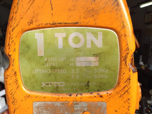 ขายรอกโซ่ไฟฟ้า Kito 1ton. 380V made in Japan รุ่นเก่าโซ่คู่ อุปกรณ์ครบสภาพสวย วิ่งนิ่มเดิมๆ พร้อมใช้งาน ขายรอกโซ่ไฟฟ้า Kito 1ton. 380V made in Japan รุ่นเก่าโซ่คู่ อุปกรณ์ครบสภาพสวย วิ่งนิ่มเดิมๆ พร้อมใช้งาน