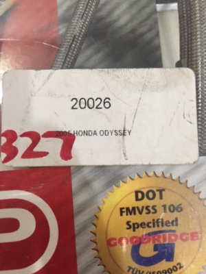 สายเบรคถัก Goodridge สำหรับ 2005-10 Honda Odyssey ของใหม่แกะกล่อง