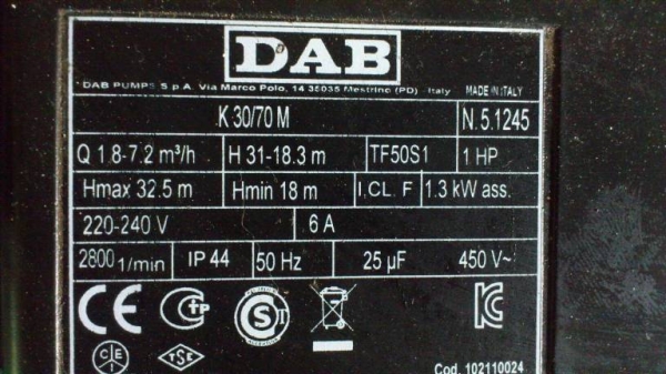 ขายปั๊มน้ำ  เทพๆ  dab    อิตาลี