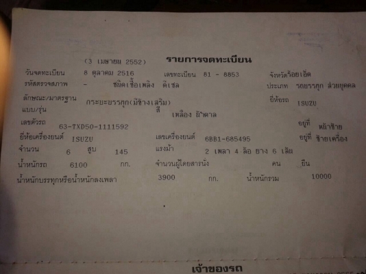 ขายแล้วครับ 6 ล้อหัวยาว เครื่อง 6BB1 145 แรงม้า เฟืองท้าย FUSO สโลว์กลาง พวงมาลัยพาวเวอร์ ทะเบียนครบพร้อมโอน ขายแล้วครับ 6 ล้อหัวยาว เครื่อง 6BB1 145 แรงม้า เฟืองท้าย FUSO สโลว์กลาง พวงมาลัยพาวเวอร์ ทะเบียนครบพร้อมโอน