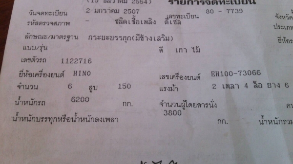 ขายเล่มทะเบียน 6 ล้อหัวยาว พร้อมเลขคัสซี เอกสารชุดโอนครบ