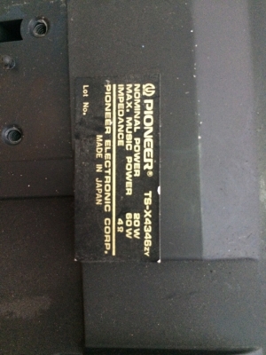 ลำโพงหมอน3ทาง Pioneer TS-X4346zv 60Watt Made in Japan มือ2 ญี่ปุ่น