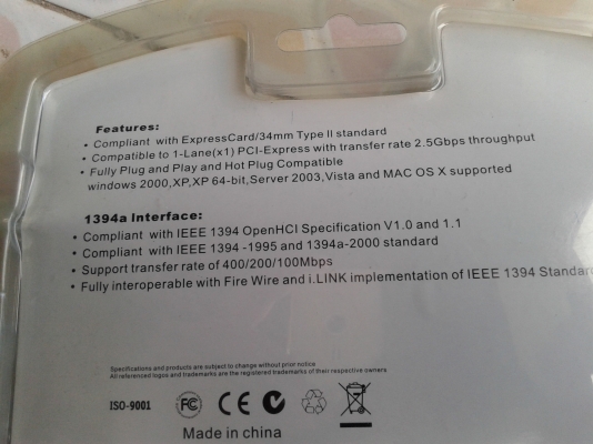 การ์ดIEEE1394ใส่โนตบุค